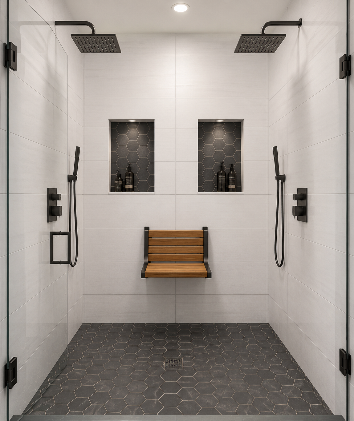 Iron & Oak custom tile shower